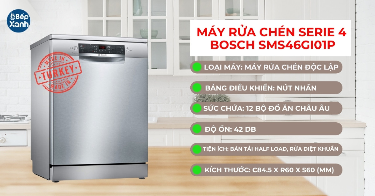 Thông số máy rửa bát Bosch serie 4 SMS46GI01P