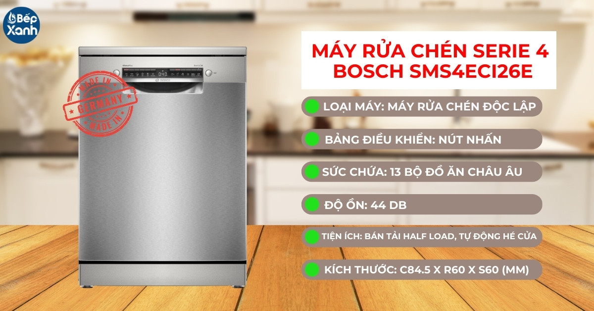 Thông số máy rửa bát Bosch serie 4 SMS4ECI26E