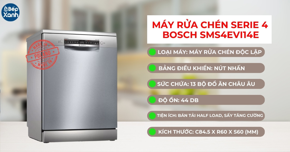 Thông số máy rửa bát Bosch serie 4 SMS4EVI14E
