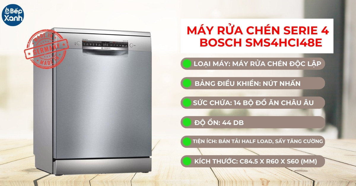 Thông số máy rửa bát Bosch serie 4 SMS4HCI48E
