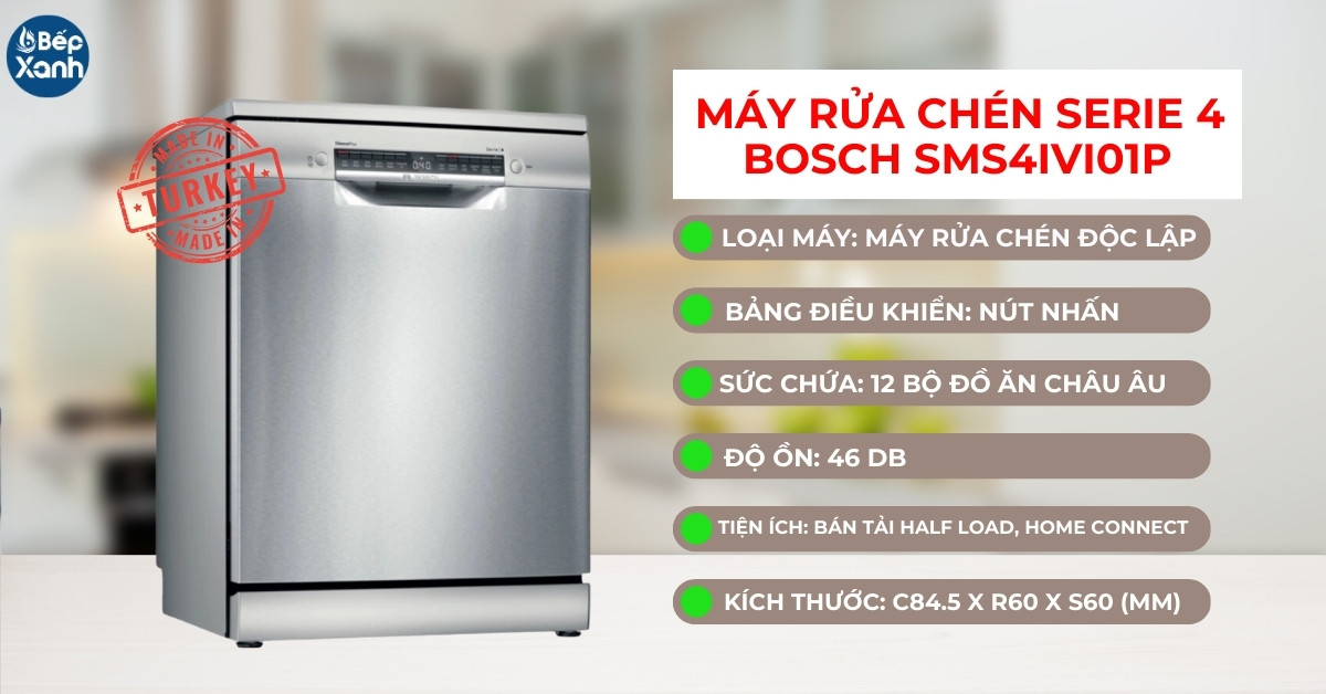 Thông số máy rửa bát Bosch serie 4 SMS4IVI01P