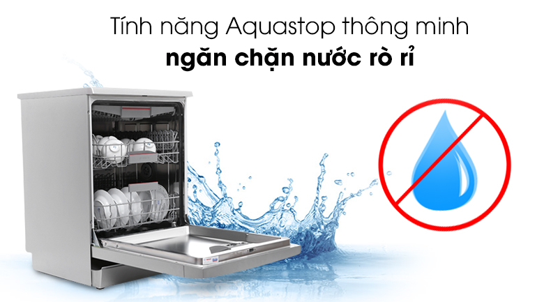 Tính năng Aquastop thông minh ngăn chặn nước rò rỉ - Máy rửa chén Bosch SMS46MI05E 2400W