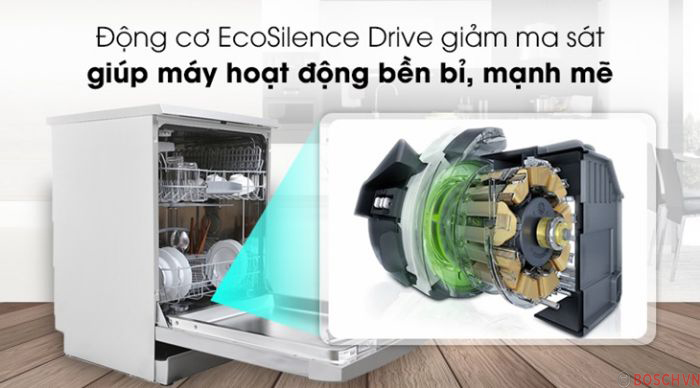 Động cơ EcoSilence Drive siêu bền bỉ của máy rửa bát Bosch SMS6ZCW42E
