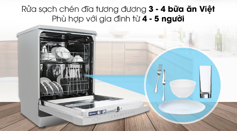 Rửa sạch chén đĩa tương đương 3 - 4 bữa ăn Việt - Máy rửa bát Electrolux ESF5512LOX 1950W