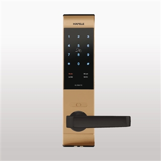 Khóa điện tử Hafele EL7500-TC cho cửa gỗ / Thân khóa lớn, màu vàng hồng, mã số 912.05.685