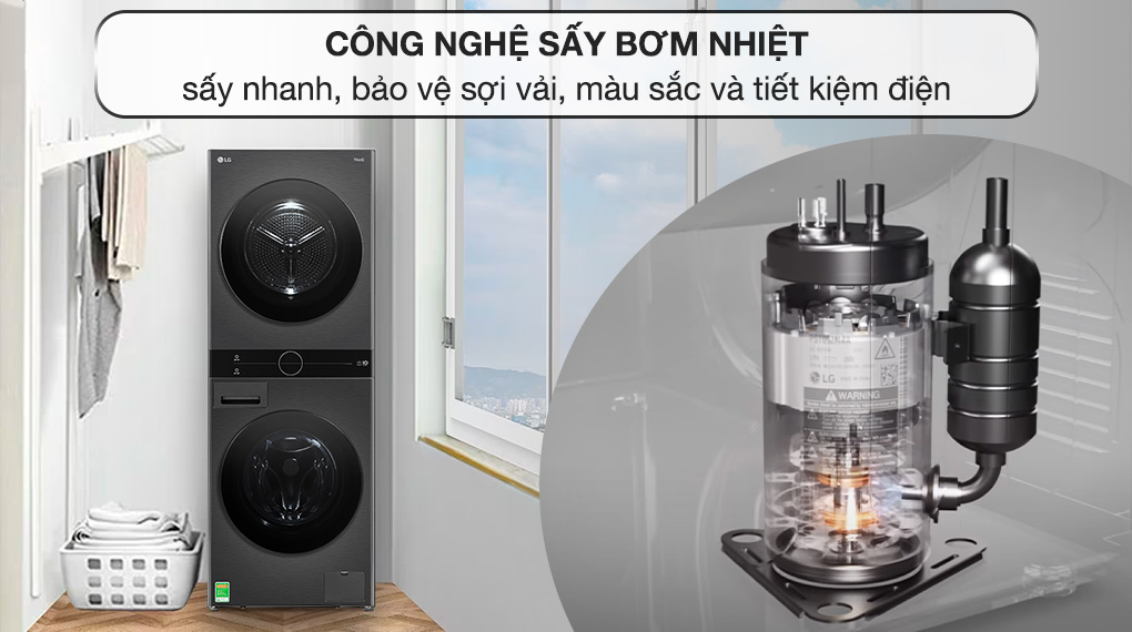 Máy giặt sấy LG Inverter 14 kg WT1410NHB sấy bơm nhiẹt