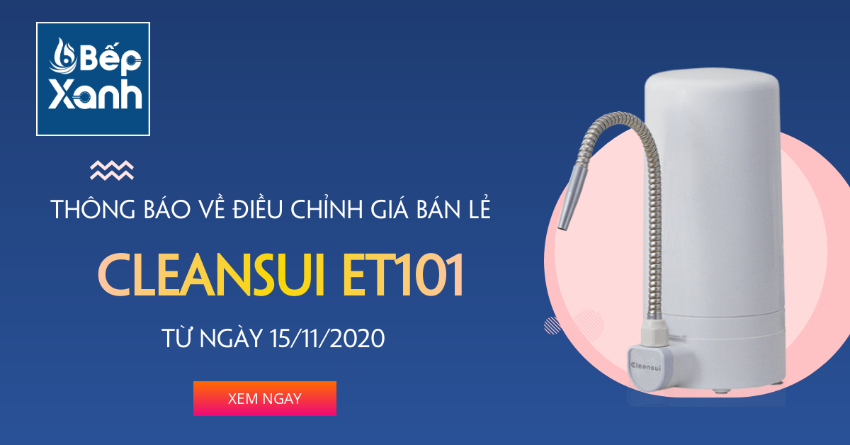 Thông báo điều chỉnh giá bán lẻ máy lọc nước Mitsubishi Cleansui ET101