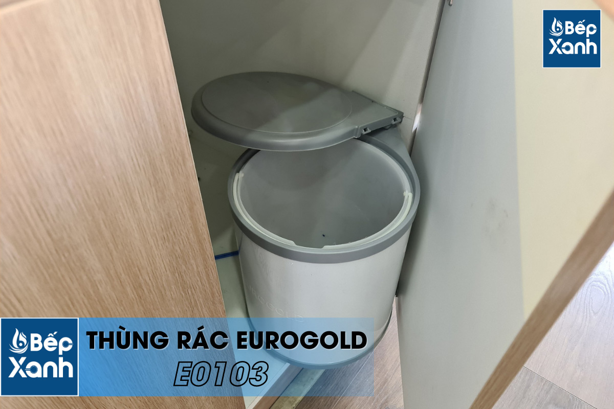Thùng rác tròn gắn cánh âm tủ Eurogold E0103 thiết kế