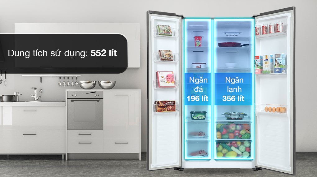 Tủ lạnh Casper Inverter 552 lít RS-570VT - Ngăn đá và ngăn lạnh