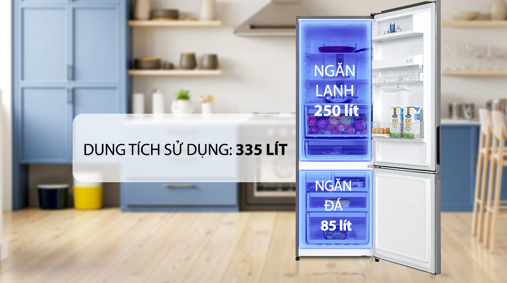 Tủ lạnh Electrolux Inverter 335 Lít EBB3742K-A - Ngăn đá và ngăn lạnh