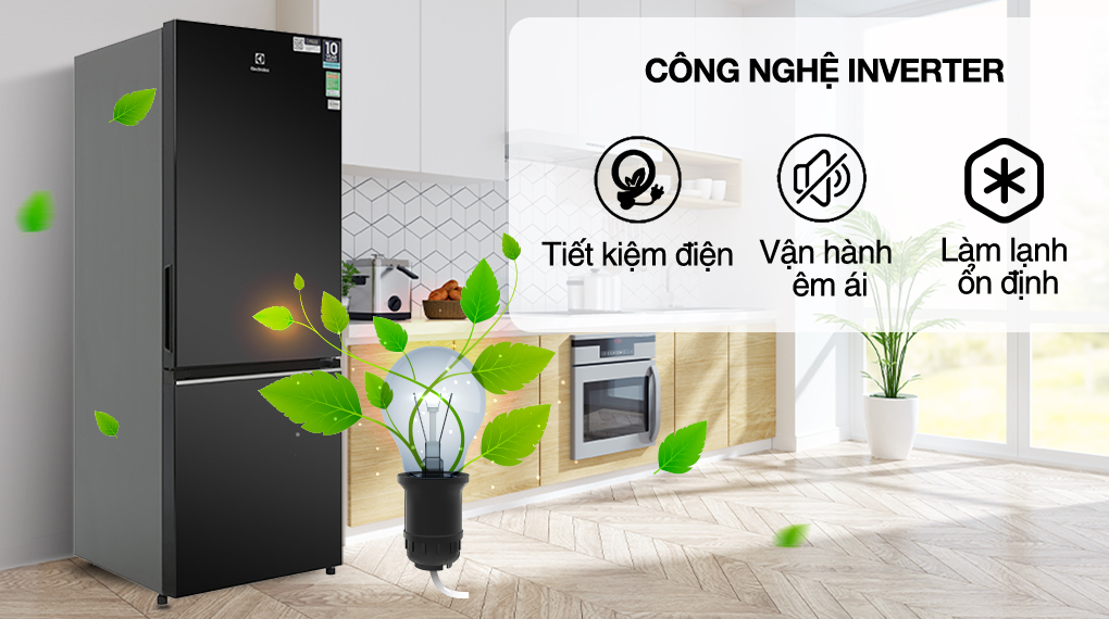 Tủ lạnh Electrolux Inverter 308 Lít EBB3402K-H - Công nghệ tiết kiệm điện
