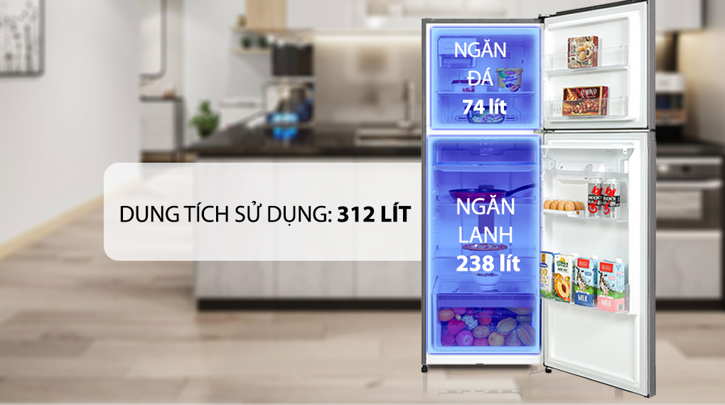 Tủ lạnh Electrolux Inverter 312 Lít ETB3440K-A - Ngăn đá và ngăn lạnh