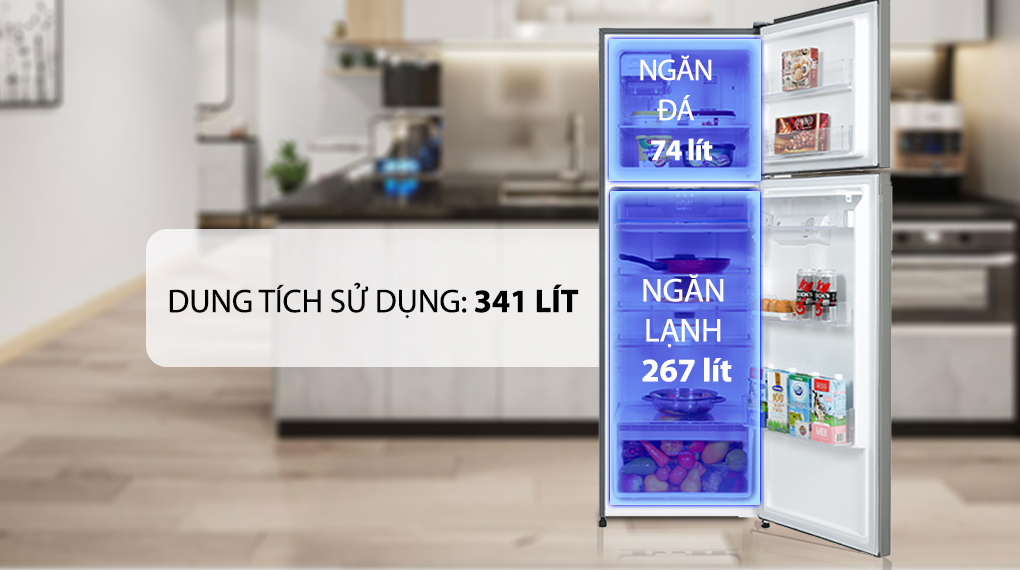 Tủ lạnh Electrolux Inverter 341 Lít ETB3740K-A - Ngăn đá và ngăn lạnh