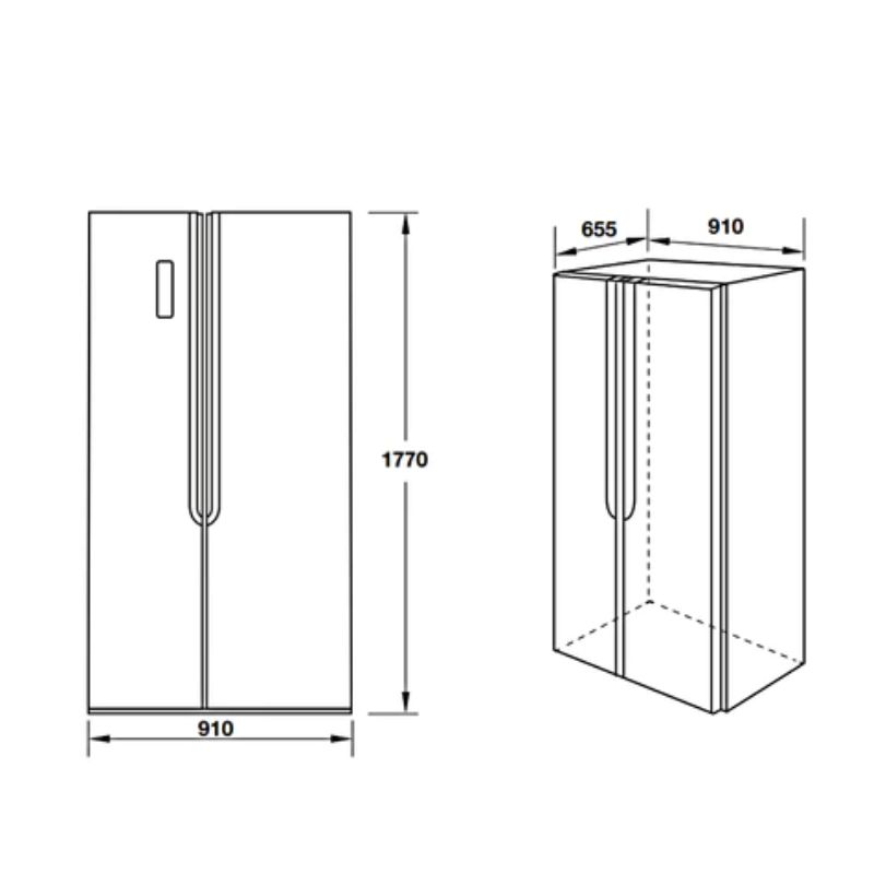 Kích thước Tủ lạnh Hafele HF-SB5321FB 534.14.021