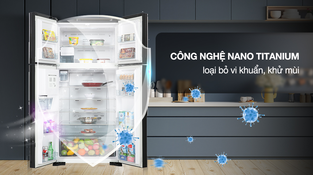 Tủ lạnh Hitachi Inverter 540 lít R-FW690PGV7X GBK - Công nghệ kháng khuẩn, khử mùi
