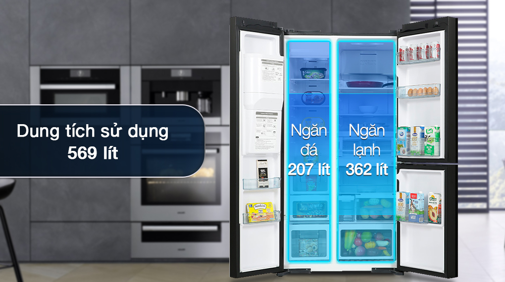 Tủ lạnh Hitachi Inverter 569 lít R-MX800GVGV0 GBK - Ngăn đá và ngăn lạnh