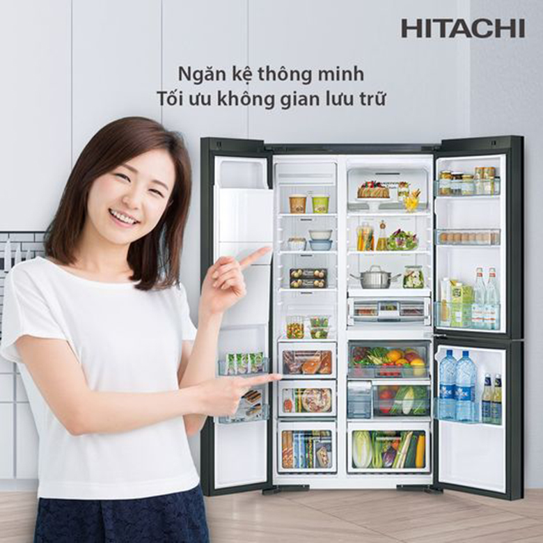 Tủ lạnh SBS Hitachi Inverter 569 lít R-MX800GVGV0(GMG) dung tích lớn