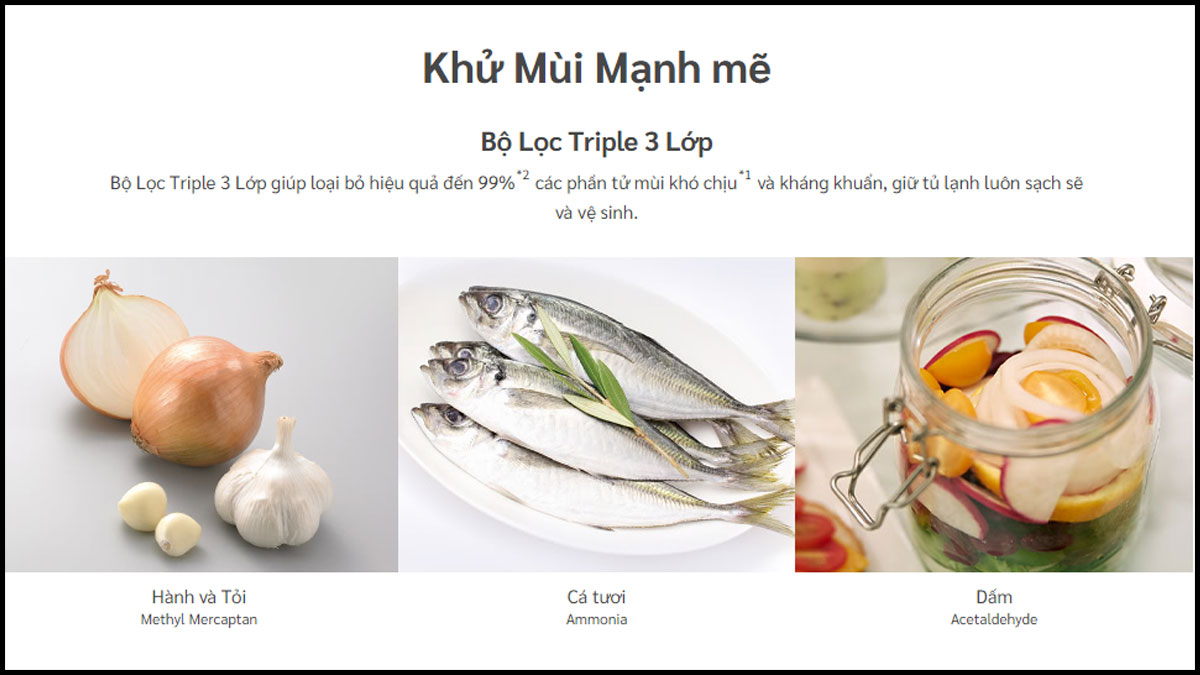 Khử mùi mạnh mẽ với bộ lọc Triple 3 lớp hiệu quả đến bất ngờ