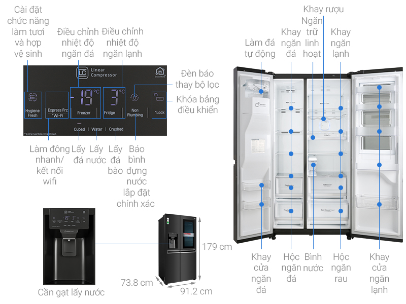 Tủ lạnh LG Inverter 601 lít Side By Side InstaView Door-in-Door GR-X247MC