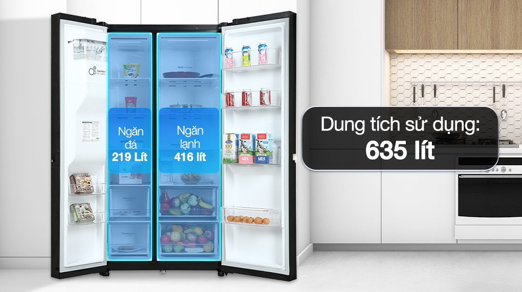 Tủ lạnh LG Inverter 635 Lít GR-D257WB - Ngăn đá và ngăn lạnh