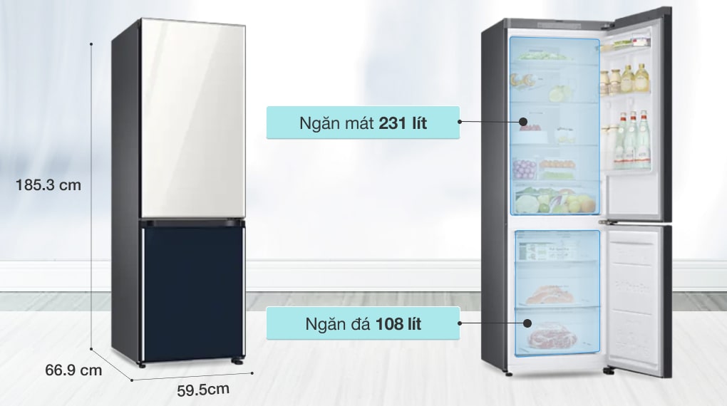 Tủ lạnh Samsung Inverter 339 lít RB33T307029/SV - Dung tích 339 lít phù hợp với gia đình từ 3 - 4 người