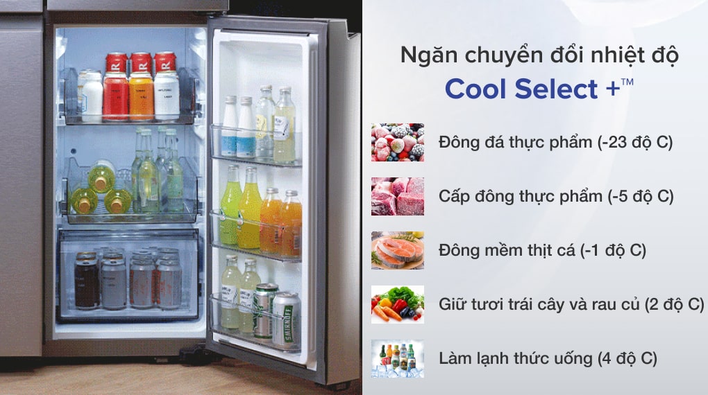 Tủ lạnh Samsung Inverter 599 lít RF60A91R177/SV - Ngăn linh hoạt Cool Select +™ chuyển đổi 5 chế độ tùy thuộc nhu cầu sử dụng.