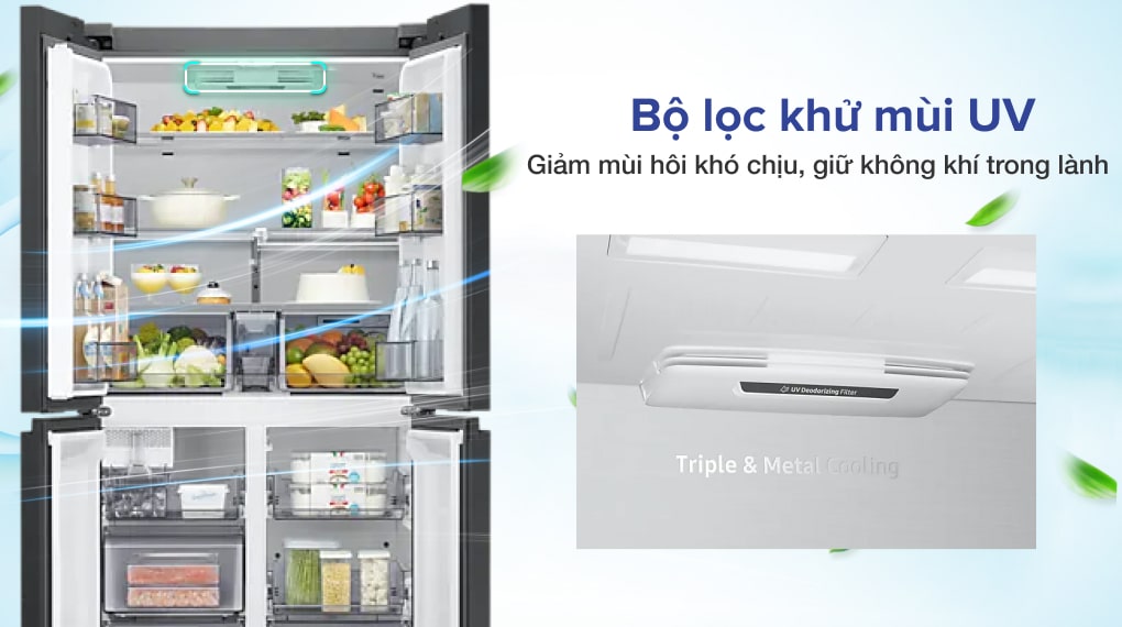 Tủ lạnh Samsung Inverter 599 lít RF60A91R177/SV - Khử mùi diệt khuẩn, đảm bảo vệ sinh với bộ lọc khử mùi UV 