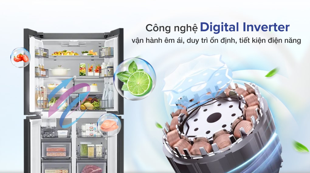 Tủ lạnh Samsung Inverter 599 lít RF60A91R177/SV - Vận hành bền bỉ, tiết kiệm điện năng với công nghệ Digital Inverter 