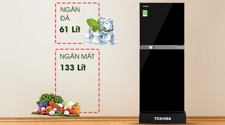 Tủ lạnh Toshiba Inverter 194 lít GR-A25VM(UKG1) -Dung tích 194 lít, phù hợp cho gia đình nhỏ (2 - 3 thành viên)