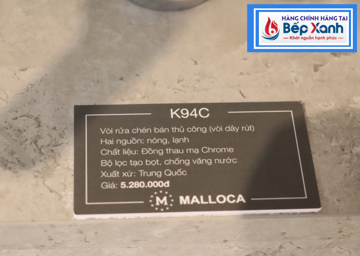 vòi rửa mạ chrome dây rút malloca k94c bảo hành 3 năm