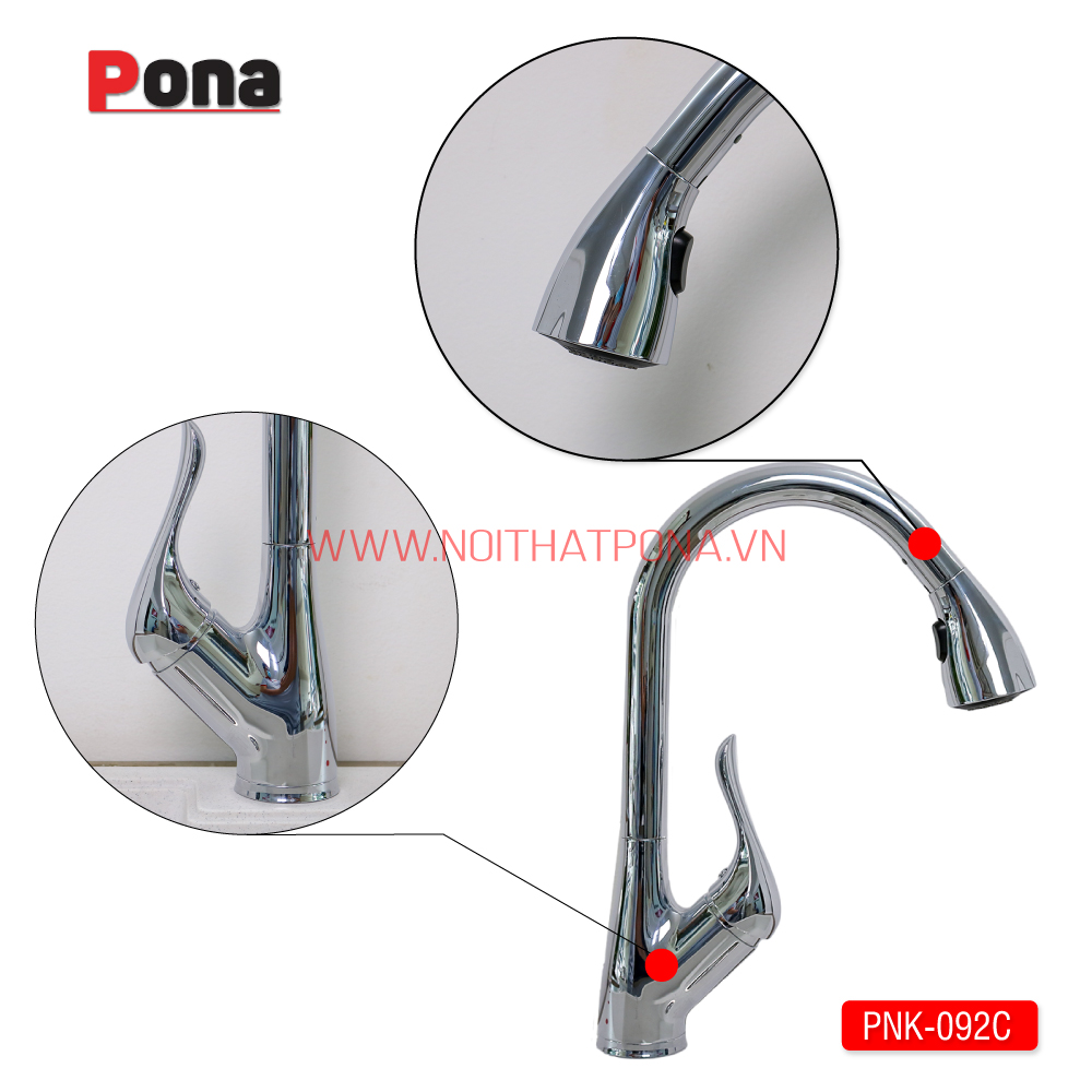 vòi rửa chén nóng lạnh có thể rút PONA PNK-092C
