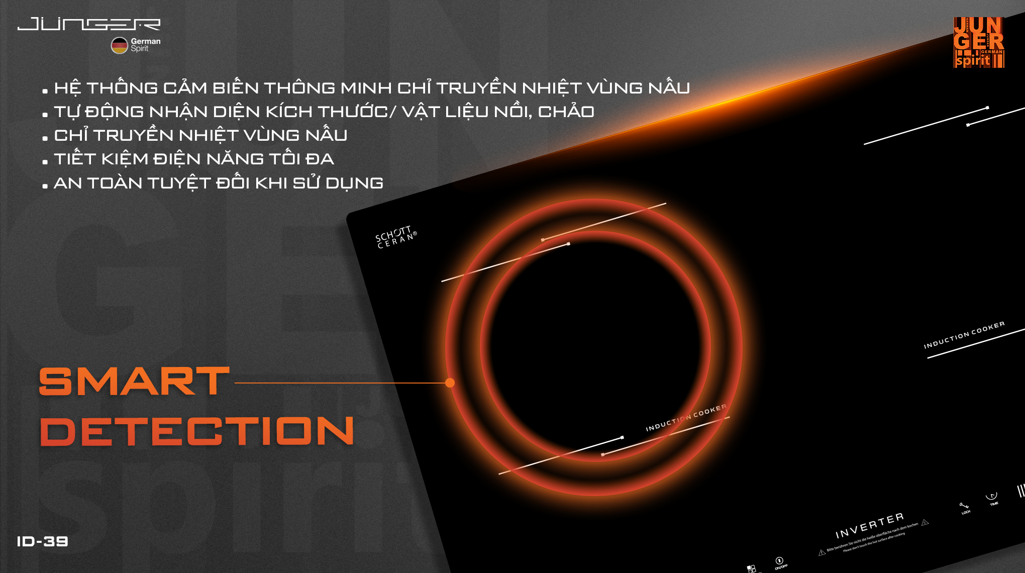Hệ thống cảm biến thông minh chỉ truyền nhiệt trong diện tích đáy nồi, tránh việc thất thoát nhiệt và giúp tiết kiệm điện tối đa.