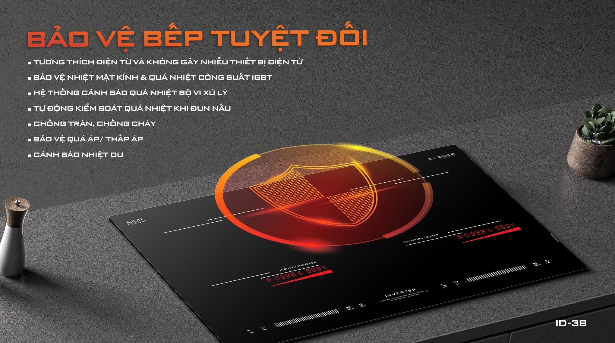 Junger ID-39 còn được tích hợp rất nhiều tính năng tự động mang đến sự tiện lợi và bảo vệ an toàn tối đa khi sử dụng.