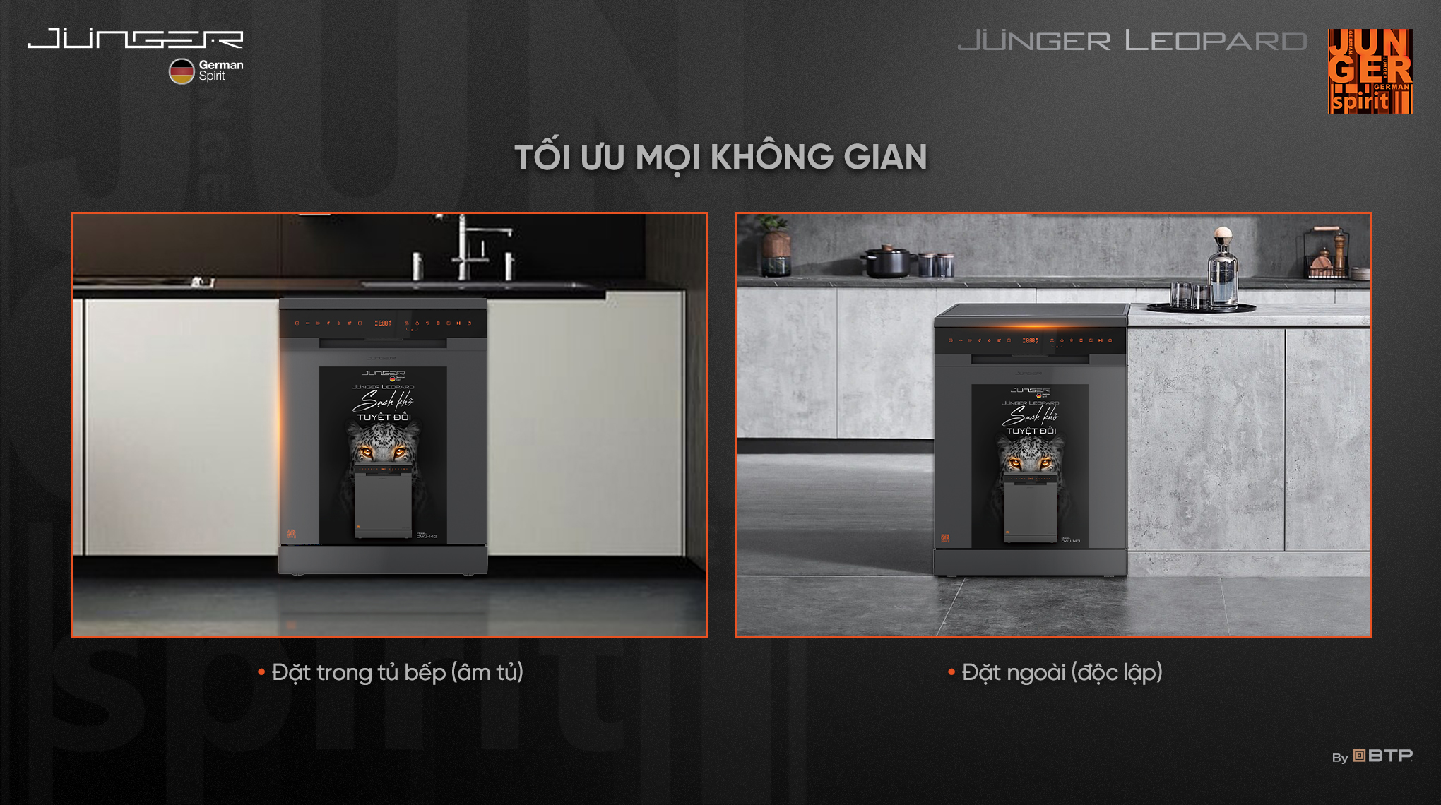 Máy rửa bát Junger Leopard DWJ-143 15 toi uu khong gian