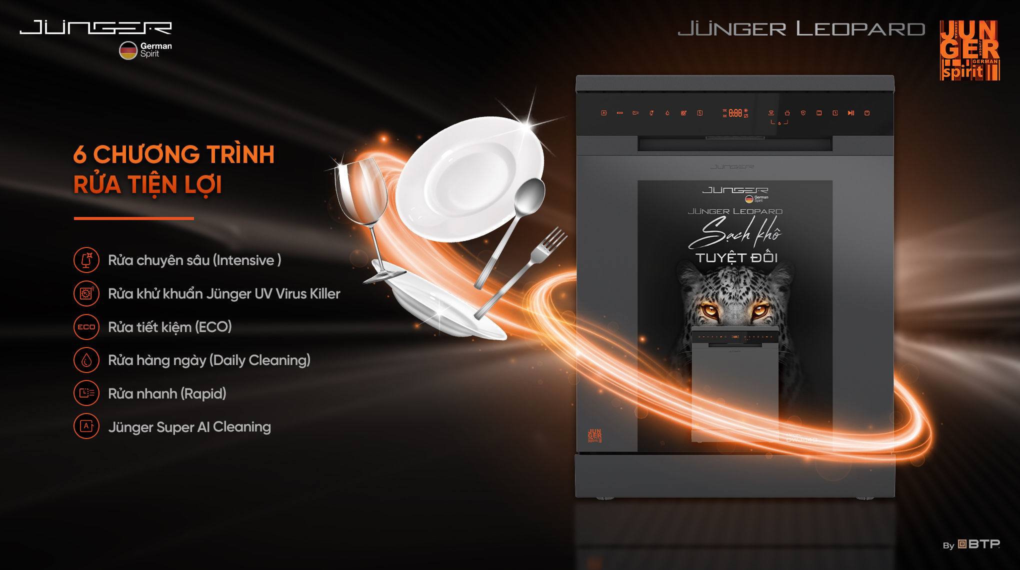 Máy rửa bát Junger Leopard DWJ-143 26 6 chuong trinh