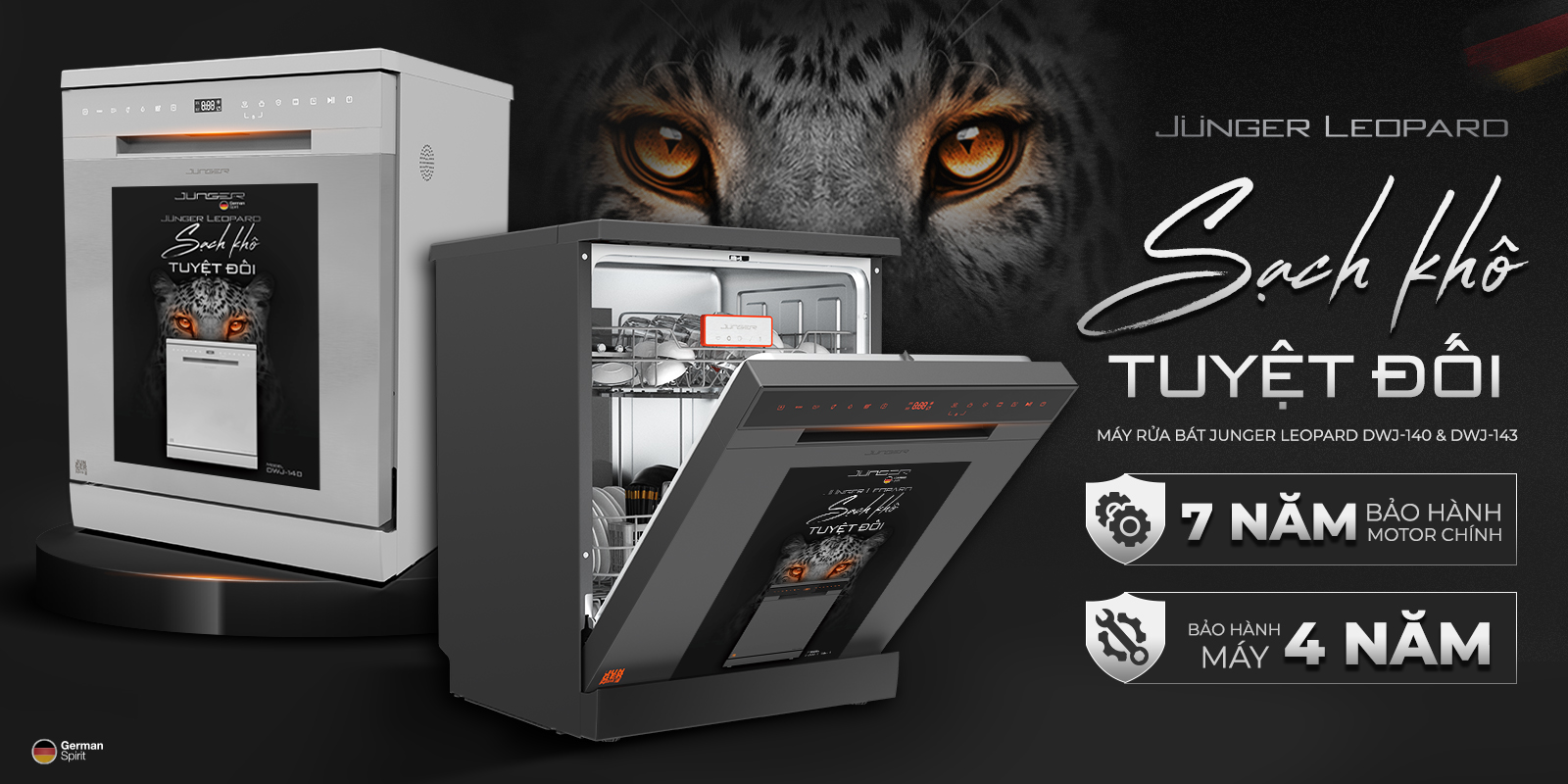 Máy rửa bát Junger Leopard DWJ-143 28 banner uu dai 140 143