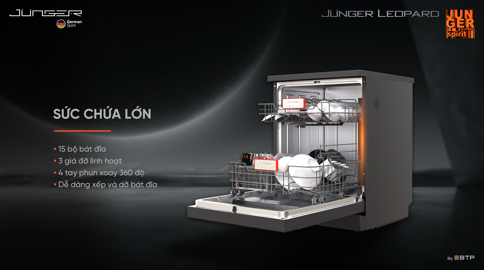 Máy rửa bát Junger Leopard DWJ-143 18 suc chua 2