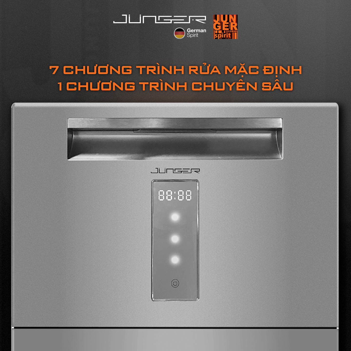DWJ-101 được tích hợp 7 chương trình rửa mặc định + 1 chức năng chuyên sâu, mang đến hiệu quả làm sạch, sấy khô hoàn hảo