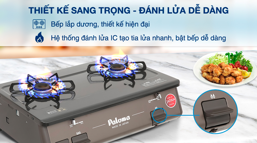 Bếp ga đôi Paloma PA-J61PE (BR) - Thiết kế