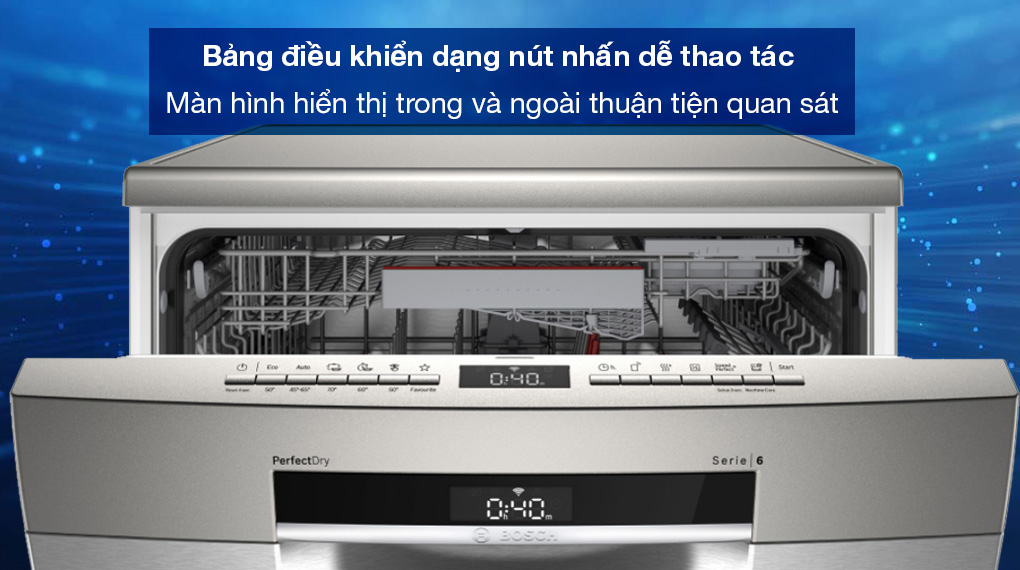 Máy rửa chén độc lập Bosch SMS6ZDI08E - Bảng điều khiển