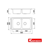 Chậu Rửa Chén 2 Hộc European Premium Konox KS8650 2B